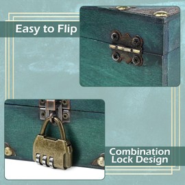 Vintage Wooden Treasure Chest Box with Lock (15x12x7.2cm) Treasure Jewelry Chest, Pirate Treasure Chest Box for Home Decor and Jewelry Storage