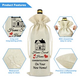 New Home House Homeowner Gift Wine Bags Realtor Gift to Clients House Warming Party Decorations Reusable Burlap Wine Wrapping Bags First Home Gift for Women Men Neighbor Housewarming Gift