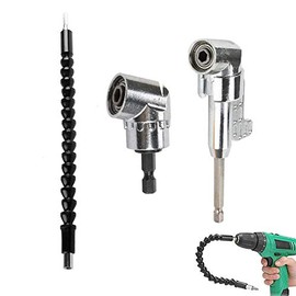 105 Degree Right Angle Driver Angle Extension Power Screwdriver Drill Attachment, 1/4 inch Flexible Angle Extension Bit Kit for Screwdriver &Drill