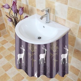 Sink Skirt Waterproof Fabric Under Sink Curtain Skirt Self Stick Adhesive Skirt for Bathroom