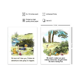 Nursery Wall Decor - Vintage Quotes Wall Art, Gift for Women - Baby shower Gifts - Toddler, Little Girl, Baby Boy, Kids Bedroom Decor - Christopher Robin, Piglet