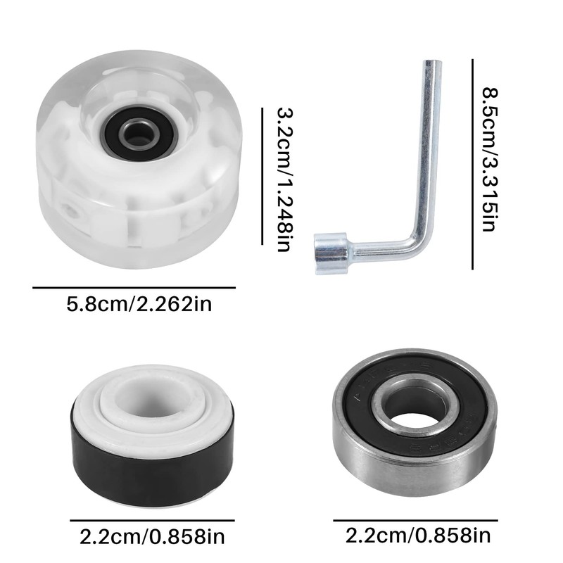 XIAOJUN 4Pcs Roller Skate Wheels Luminous, with Bearings Outdoor Roller