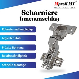 Mprofi MT Pack of 10 | Hinges for Cabinet Doors Inner Stop | Diameter 35 mm Cabinet Hinges | Kitchen Cabinet Hinges | Cabinet Door Hinge | Cabinet and Furniture Hinges | Pot Hinge | P/K/10