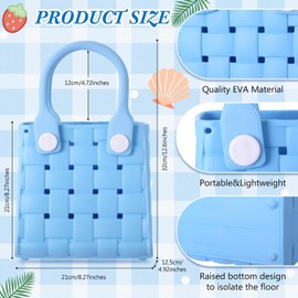 Sureio Mini Rubber Tote Bag for Women Girl Small Beach Bag Waterproof Beach Tote Portable Travel Open Handbag Outdoor Sport(Blue)