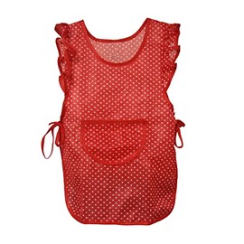 Schuerzenfabrik Children's Apron Dederon Girls Colourful Painting Apron Baking Food, Red with white polka dots