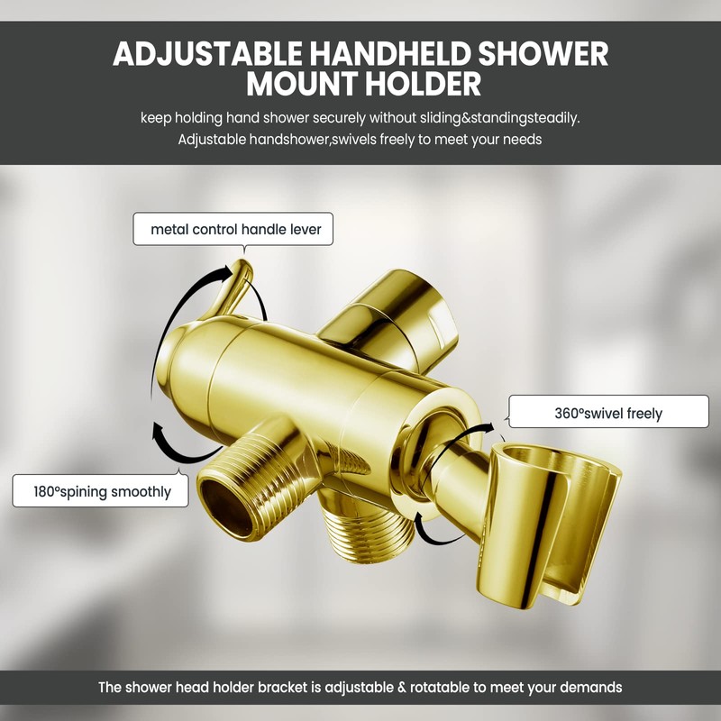 Shower Diverter Valve with Handshower Mount, G1/2 Brass Shower Arm