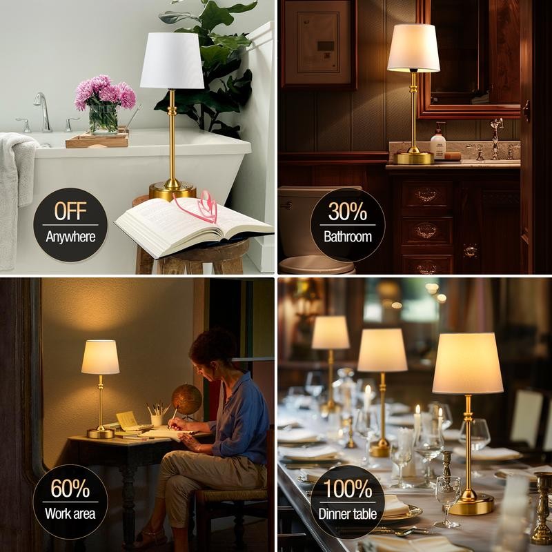ONEWISH Cordless Lamp-Battery Operated Table lamp, 4000mAh Rechargeable, Stepless Dimmable,