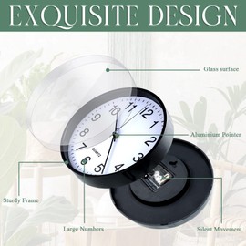 Batiyeer Silent Wall Clock Bulk 10 Inch Non Ticking Modern Wall Clocks Battery Operated Round Clock for Home Office Kitchen Classroom School Living Room Decor (Black,6 Pcs)