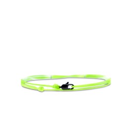 Made by Nami Thin Wrap Bracelet Men & Women with Lobster Hook Clasp Handmade - Maritime Surfer Jewellery - Minimalist Fabric Bracelet - 100% Waterproof & Adjustable (Neon Green Black)