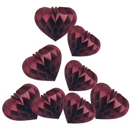 Heart Shaped Honeycomb Balls Party Decorations 8 Pieces 8" 10"Tissue Paper Pom Poms Flower Balls for Birthday Wedding Party Baby Shower Nursery Wall Decor (Burgundy)