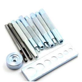 KONTONTY 11pcs Solid Metal Craft Tool Set Punch Snap Kit Rivet Setter Base for Punch Hole Install Rivet