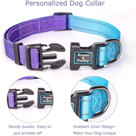 Roses&Poetry Gradient Reflective Dog Collar, Purple Adjustable Durable Pet Collars for Small Medium Large Dogs (Purple-XS)