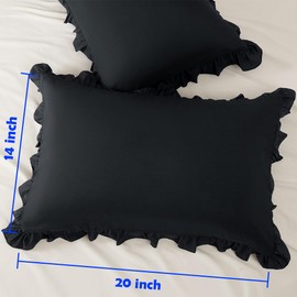Microfiber Crib Pillowcases 14x20, Black Baby Pillow Cases Envelope Toddler Pillow Shams, Soft Breathable and Non Shrinking Ruffle Pillow Covers Cute Pillow Cases