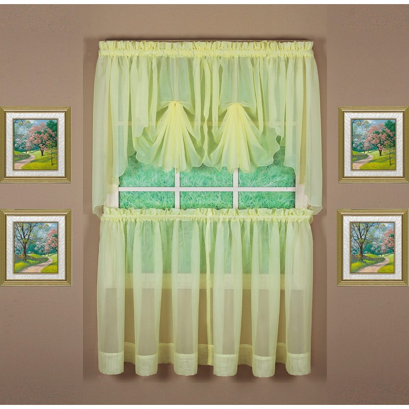 Today's Curtain Emelia Original Voile Tier Pair 30", Yellow, 60"