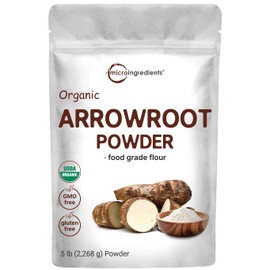 Organic Arrowroot Powder (Flour), 5lb (80oz) | Premium Source from Arrowroot Plants | Unflavored Thickening Agent for Cooking & Baking | Substitute for Cornstarch or Wheat | Non-GMO, Gluten Free