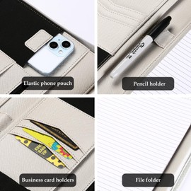 ProCase Carpeta Portfolio Profesional con Cremallera, Portadocumento con Bolsillo para Tableta y Móvil, Ideal para Juntar Cuaderno de Notas, Oficina Trabajo Uso Escolar - Gris