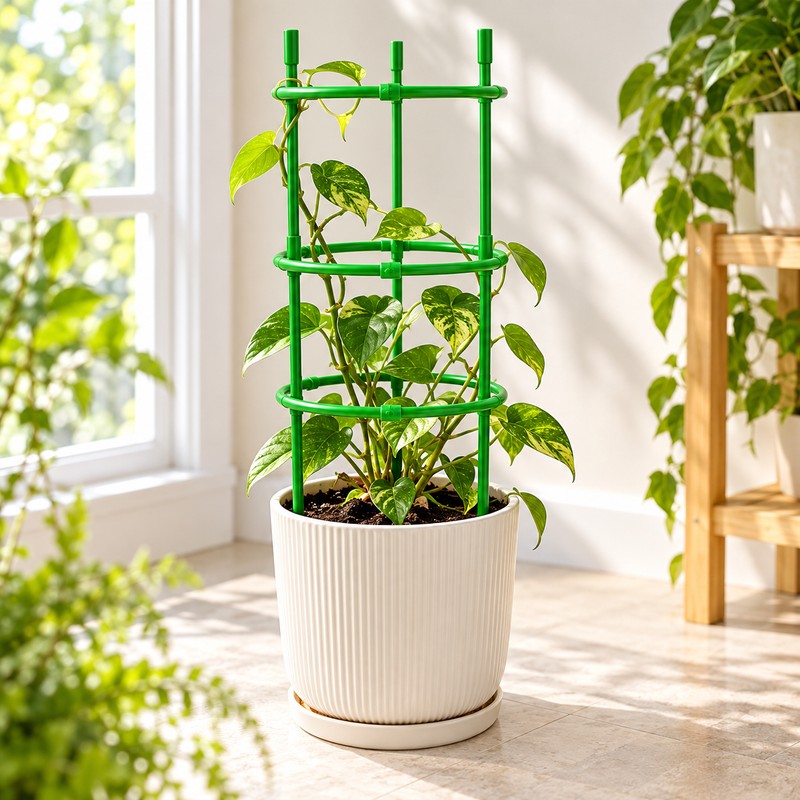 3-Tier Plant Support Rings for Potted Plants – 9-Piece Green