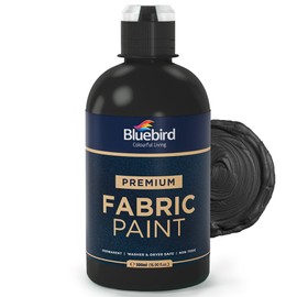 BLUEBIRD Fabric Paint, Lamp Black, 16.9 Fl Oz, Permanent Fabric Paints for Clothes, Furniture Upholstery