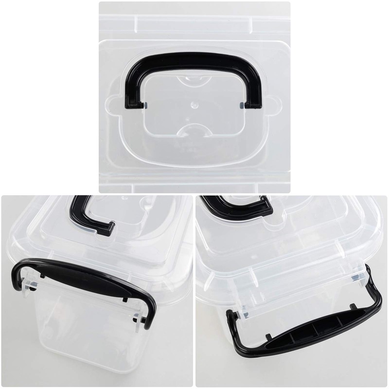 Idotry 6-Pack Mini Plastic Storage Latch Box, 1.5 L Clear