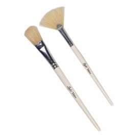 Stylist México Duo De Brochas Facial Spa, Abanico Y Oval, Cerda Natural