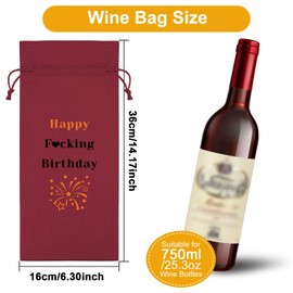 Sazuwu Funny Happy Birthday Gifts for Women Wine Bag Birthday Party Thank You Gifts Happy Birthday Decorations for Men Wine Bottle Decoration Bag Wine Accessories Gifts for Wine Lovers（Red）