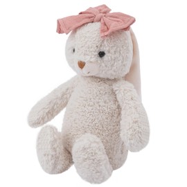 CUDDLE CORNER Bunny Stuffed Animal Soft Rabbit Cuddly Toy 10'' Long - Eared Plush Bunny with Pink Bow Plush Toys for Babies and Toddlers