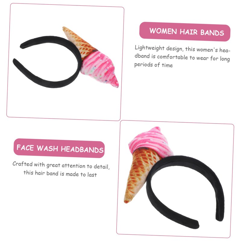 VICASKY Womens Ice Cream Headband Cute Decorative Hair Band for