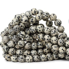 CHEAVIAN 35PCS 10mm Natural Dalmatian Stone Round Loose Beads for Jewelry Making DIY Findings 1 Strand 15"