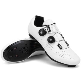 Hixingo Cycling Shoes Men's MTB Cycling Shoes Road Cycling Shoes Mountain Bike Shoes Trainers Breathable Indoor Outdoor Cycling Shoes Bicycle Shoes SPD/SPD-SL Compatible, White, 47 EU
