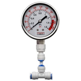 Reverse Osmosis Pressure Gauge, Water Pressure Gauge Meter 0-1.6MPa 0-220psi 1/4" Quick Connect Fitting with Tube Connection Reverse Osmosis System