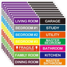 140 Pcs Large Home Moving Labels for Boxes, 14 Colours Removable Coloured Stickers House Moving Supply Fragile Sticker Packing Labels for Moving House Boxes, 25x101 mm