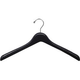 Matte Black Finish Wood Top Hanger with Contour Body and Chrome Hardware in 17" Length X 1" Thick, Box of 50