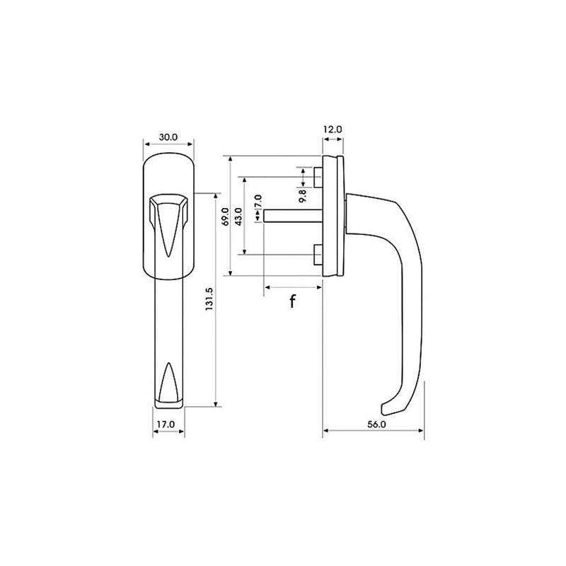 Tilt and Turn Window Handle with 2x Screws Pin Length