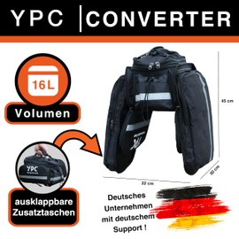 YPC Converter Bicycle Bag for Pannier Rack L - Pannier Rack Bag, Rear Bicycle Bag with Carry Handle, Waterproof Outdoor Bicycle Bag, Foldable Side Bags, Black, 34 x 26 x 18 cm - 18 L