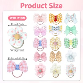 GENZYRE 30 Pcs Baby Hair Ties, Kids Cute Bow Toddler Hair Ties for Little Girls No Damage, Toddler Bows for Girls Hair Accessories Products Elastics, Girl Scrunchies Bows Headband Flower Rubber Bands