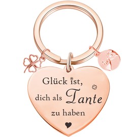 Aunt Gift Best Aunt in the World Keyring Best Tante Ever Jewellery Birthday Gift from Niece to Aunt, Rose Gold, Rose-Gold
