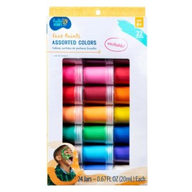 Hello Hobby 24-Count Face Paint Set – 22 Assorted Washable Colors, 0.67 fl oz Jars – Safe & Non-Toxic Face Painting Kit for Kids Ages 6+