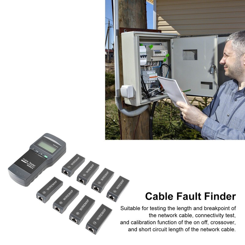 F‑8108‑M LCD Display Network Cable Length Tester Cable Wire Fault