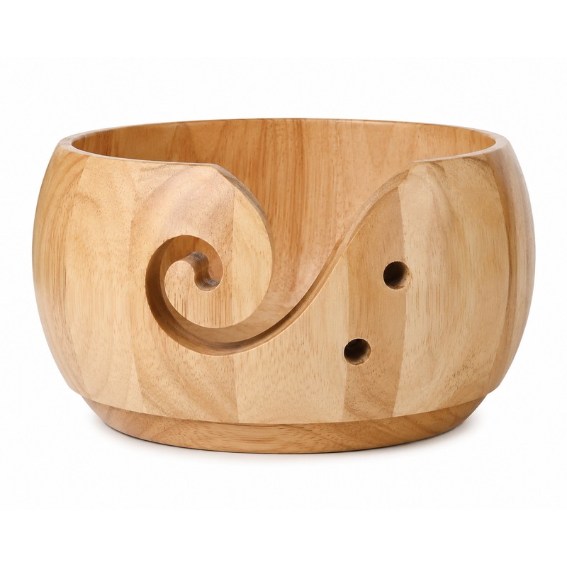 Wooden Yarn Bowl for Crocheting – Tangle-Free Knitting Organizer for