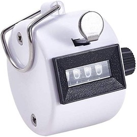 Hand Tally Counter 4 Digit Number Dual Clicker Golf Handy Convenient (White)