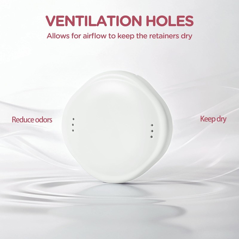 Portable Slim Secure Aligner Retainer Case Mirror Vents Travel White