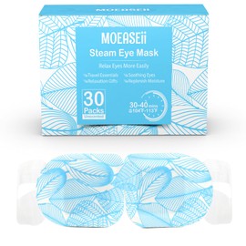 MOEASEii Steam Eye Mask for Dry Eyes, Heated Eye Mask Self Heating Warm Compress for Eyes, Disposable Steam Mask for Sleep, Spa, Travel Must Have for Rest, Relaxation Gifts, Unscented (30Packs)