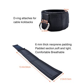 ATENTO 2 Pairs Ankle Strap for Cable Machine, Comfortable Padded Ankle Wrist Cuffs for Kickbacks, Glutes Workout & Lower Body Exercises, Adjustable & Breathable Ankle Straps for Women & Men (Black)