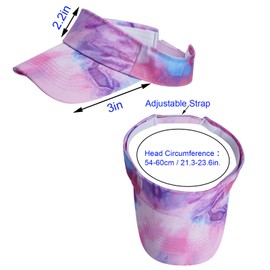 Marrywindix 1 Piece of Tie Dye Colorful Sport Wear Athletic Visor Sun Sports Visor Hat Visor Adjustable Cap for Women and Men (Tie Dye Pink)