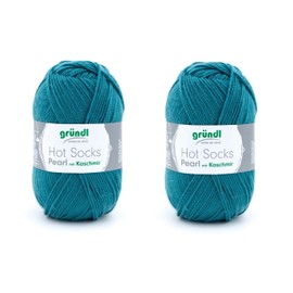 wolldealer 24 Pack of 2 Hot Socks Pearl Plain 2 x 50 g 4 Thread Sock Yarn with Cashmere High-Quality and Soft (04 Petrol)