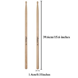 Antner 3 Pairs Maple Wood Drumsticks 7A Drum Sticks for Kids and Beginners