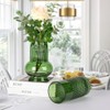 Green Ribbed Glass Vase, 7" x 3.5" Thickened Modern Flower