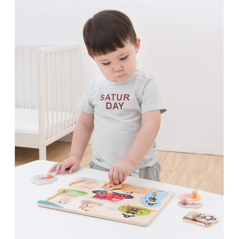 New Classic Toys 10433 Fire Brigade Peg Puzzle-Fire Brigade