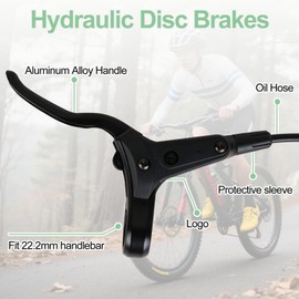 1Pair MTB Hydraulic Brakes Set,Front & Rear Hydraulic Disc Brake Caliper with 160mm Rotor,Left Front 75cm & Right Rear 160cm,Disc thickness 2.3 mm,Dual Piston,for Mountain Bike E-Bike,Road Bike