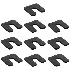 TERF® 70mm X 70mm X 10mm with 22mm Slots Heavy Duty Plastic Packers Horseshoe U Shims Spacers Fender Alignment U Shim Flat Plate Square Washer 10mm Thickness - Pack of 10